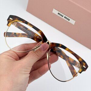 Miu Miu MU09ZS 19P08N BRAND NEW Eyeglasses Cork Trotoise Clear Blue Light Filter